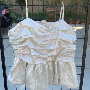 NWT Elegant Silver Cream Women's Ruched Top